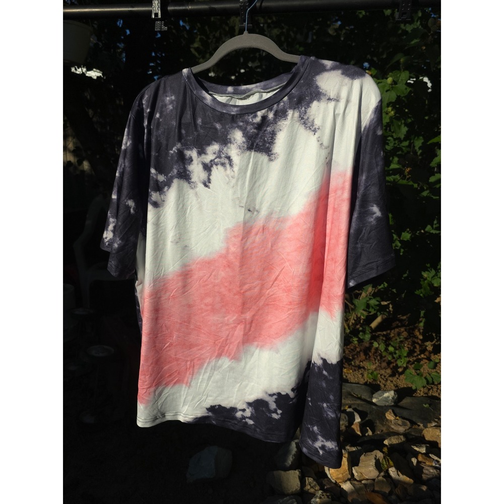 4XL Tie Dye T-Shirt Oversized Relaxed Fit Pink Black White‎ Womens Top